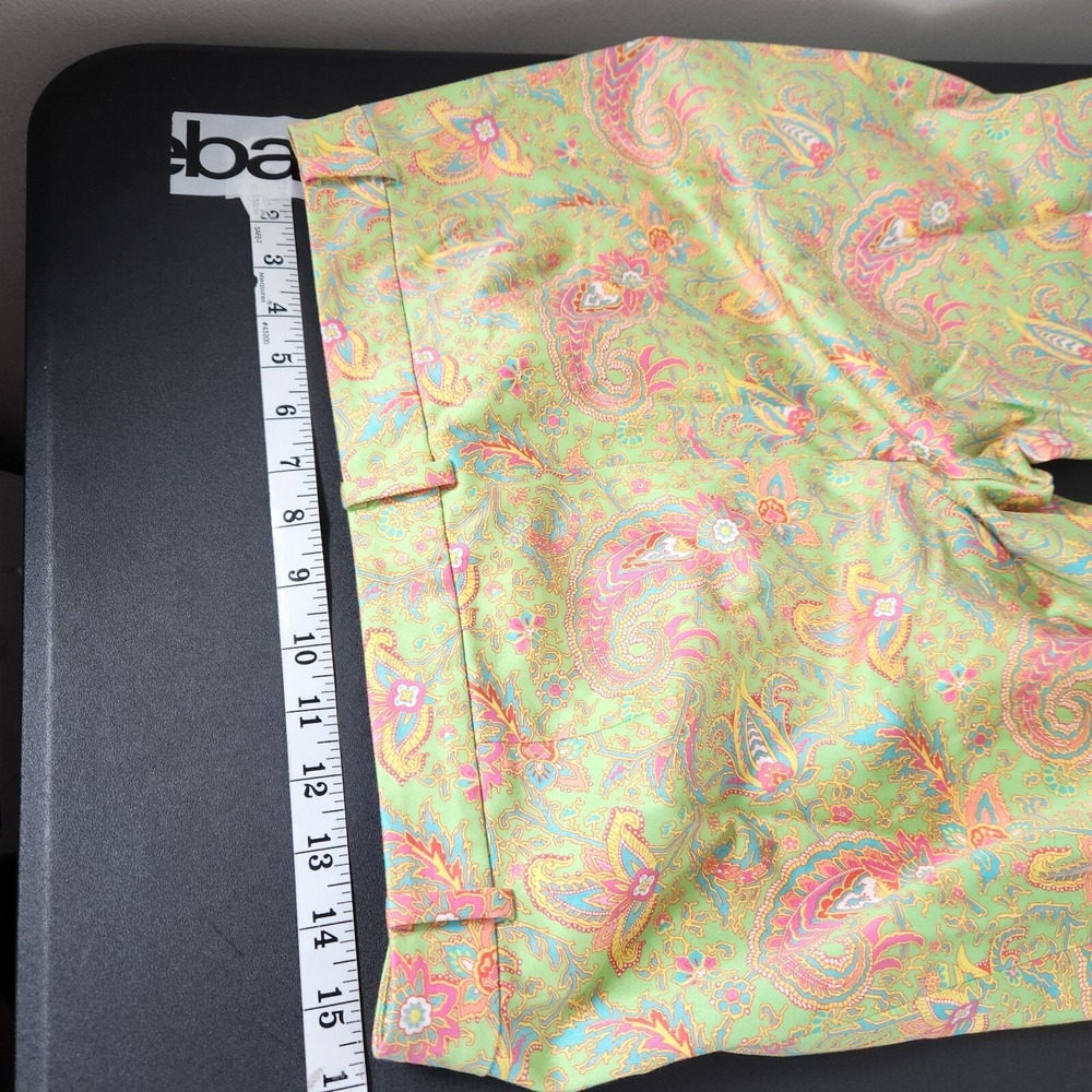 Lauren Ralph Lauren Women's Pink Green Paisley Floral Print Pants Size 8 Ankle - Picture 7 of 9